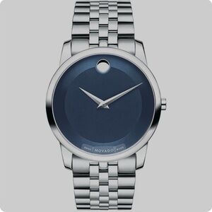 Movado Museum Classic Silver Stainless Steel 30mm Blue Dial Quartz Watch